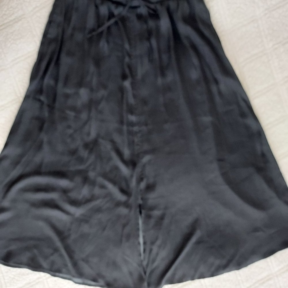 LOFT flowy long black skirt with front slit